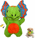 Bite Force - Juguete duradero y fuerte para perros, dinosaurio verde con chirriador, reforzado con Kevlar para masticadores agresivos.