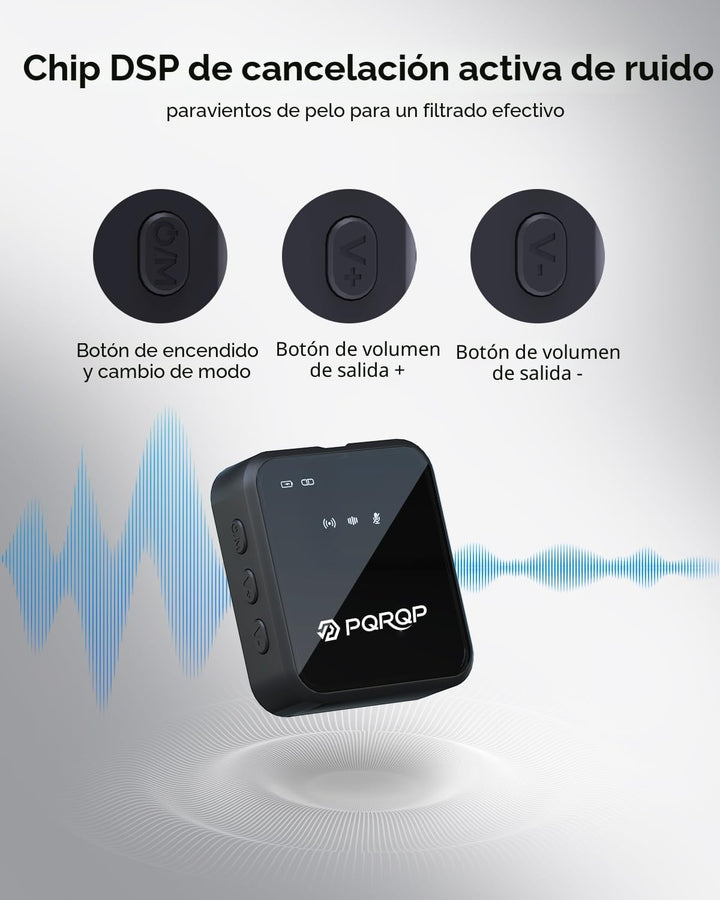 PQRQP, micrófono 3 en 1 para iPhone\/Android\/cámara, inalámbrico,...