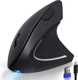 TECKNET Ratón ergonómico con Jiggler, mouse vertical inalámbrico Bl...