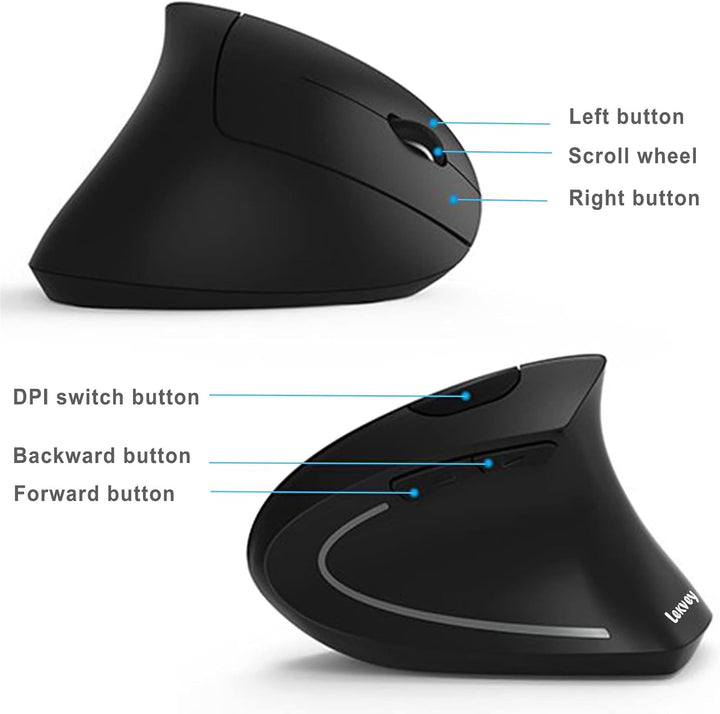 Ratón ergonómico, LEKVEY ratón vertical inalámbrico recargable - ra...