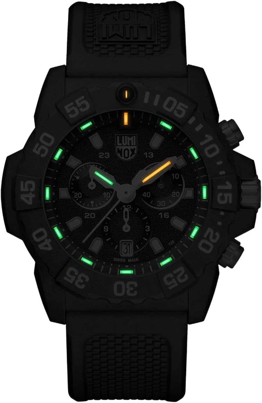Luminox Navy Seal Cronógrafo Reloj para hombre 1.772 in Serie 3580/3590 Cronógrafo militar CARBONOX™ Reloj de cuarzo suizo 200M impermeable auto luminoso