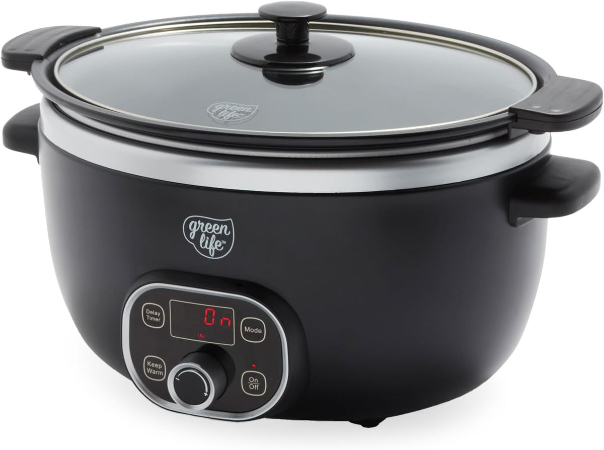 GreenLife 6QT - Olla de cocción lenta antiadherente de cerámica