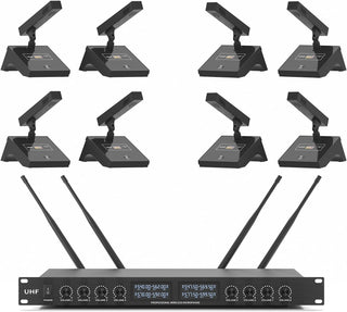 XTUGA Sistema de micrófono inalámbrico YT8, UHF 8 canales cuello de...