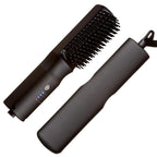 Red by Kiss Cepillo alisador de cabello iónico 2 en 1 con revestimiento de cerámica, temperatura ajustable, apagado automático, cerdas protectoras de piel y cable giratorio de 360°, suave y estilo en pocos trazos