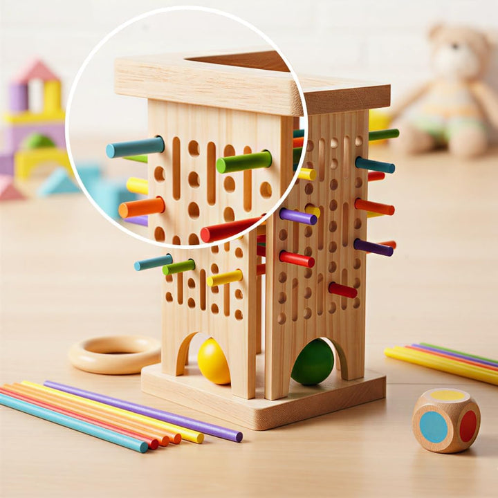 Juego de palos de madera 3 en 1 para niños juego de bola