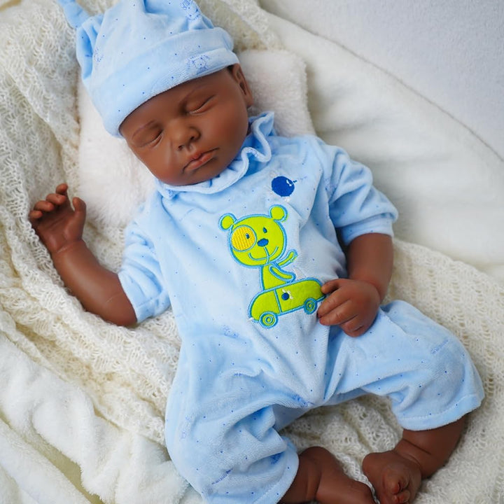 Niño de 18.5 pulgadas, muñeca de bebé de silicona completa, muñecas...