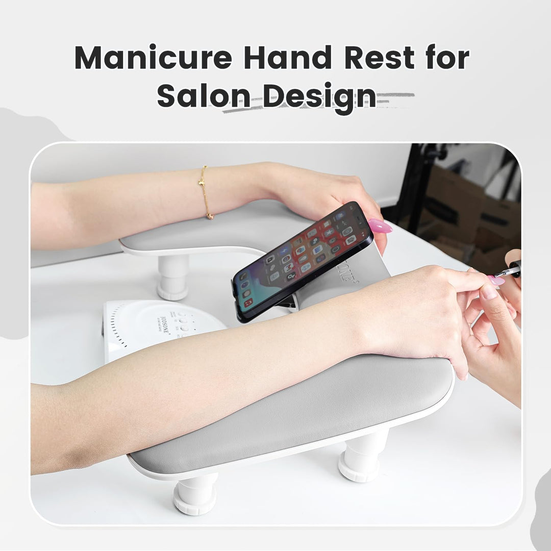 JODSONE Reposabrazos en forma de U gris para técnicos de uñas con s...