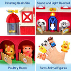 BOLZRA Animales de granja musicales de juguete con marionetas de dedo, Juego de animales de granero