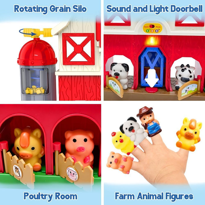 Juego musical de animales de granja rojos para niños pequeños de 1...