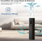 KZF Humidificadores de 9L para dormitorio grande, difusor de llenado superior de niebla fría de 2.3 galones, control remoto, 3 modos de niebla, humidificador silencioso para plantas de oficina en casa