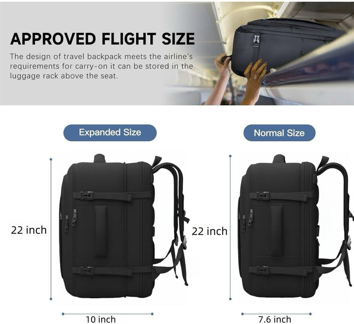Mochila de equipaje de mano de 55L, mochila de viaje extragrande pa...