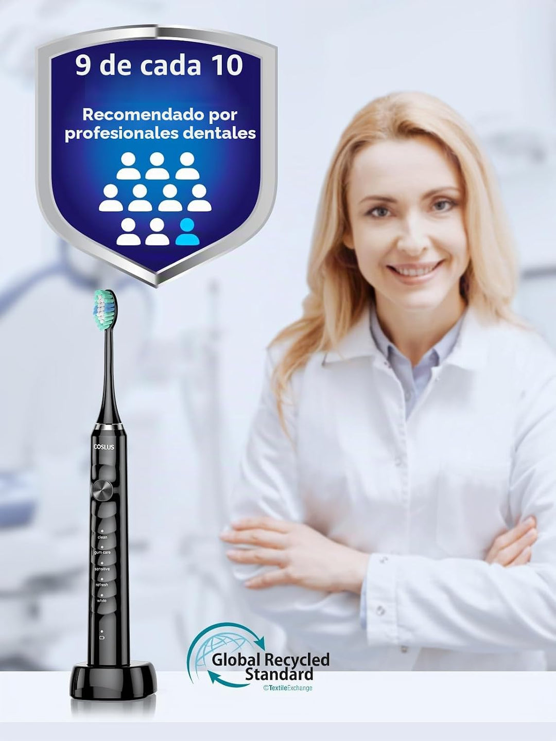 COSLUS Cepillo de dientes eléctrico C40 Sonic para adultos: 47000 V...