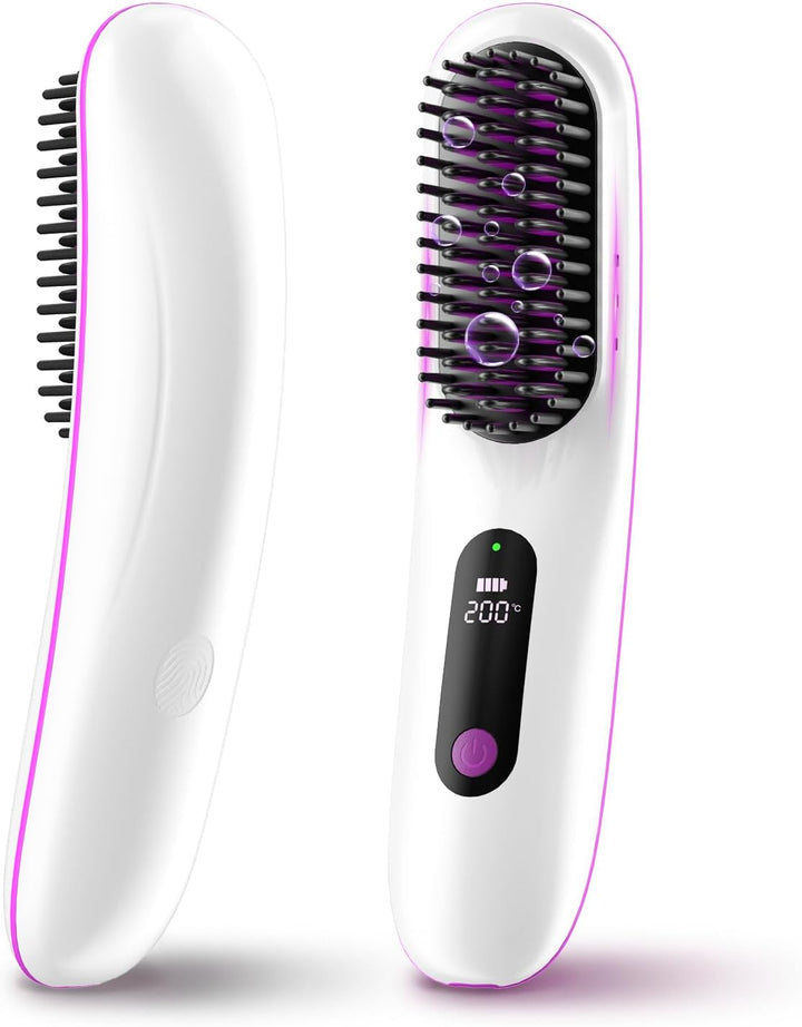 Cepillo alisador de cabello inalámbrico, cepillo portátil para alis...