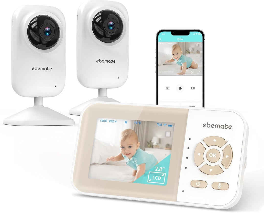 ebemate Cámara de monitor de bebé con 2 cámaras pantalla