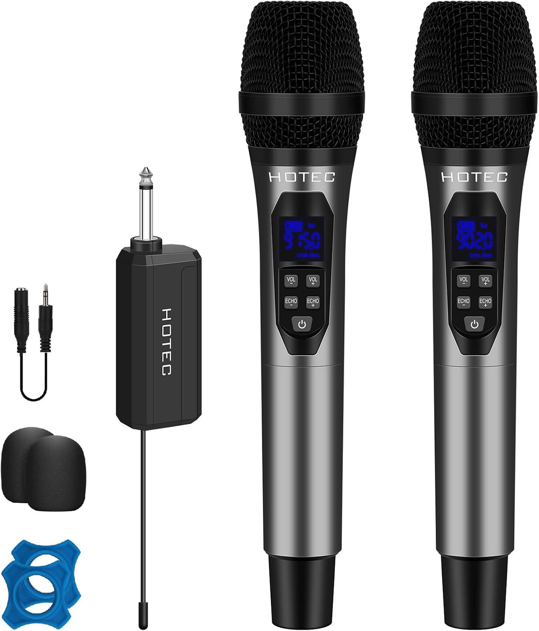 HOTEC Micrófonos inalámbricos Dual UHF Sistema de micrófono de mano...