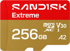 SANDISK Tarjeta microSD extrema 256B + adaptador, velocidades de lectura de