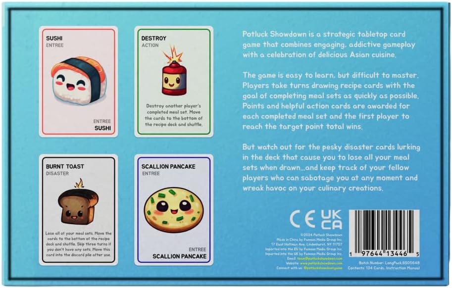 Juego de cartas de comida asiática | Juego de estrategia familiar para adultos, adolescentes y niños | A partir de 7 años | 2-6 jugadores | Tiempo de juego promedio de 10 a 30