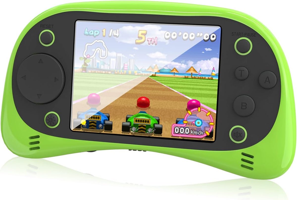 Juego de mano para niños: 230 videojuegos retro precargados, pantalla grande de 3.5 pulgadas y batería recargable USB-C, juguete de arcade portátil de regalo para niños y niñas (verde)