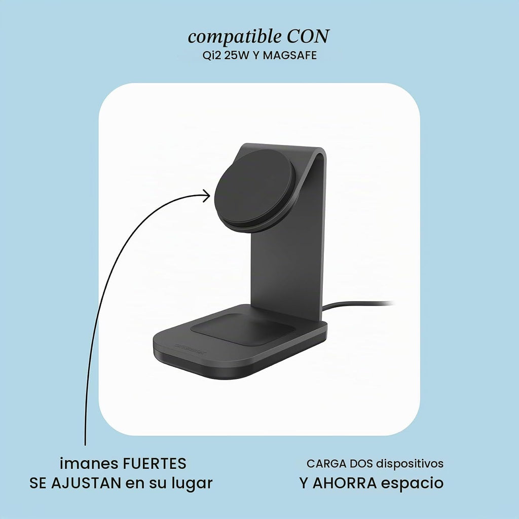 OtterBox 2-en-1 soporte de carga inalámbrico ahorro de espacio - negro