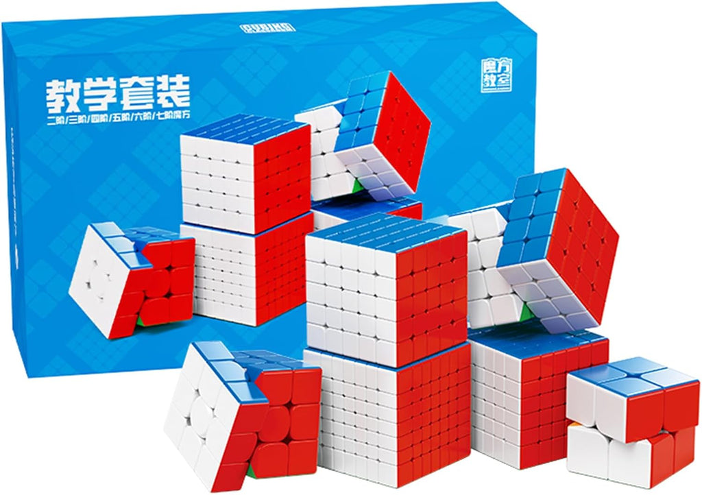 Moyu Meilong - Juego de cubos educativos de 2 x 2, 3 x 3, 4 x 4, 5 x 5, 6 x 6, 7 x 7, cubo moyu, sin calcomanías, paquete de 6 unidades