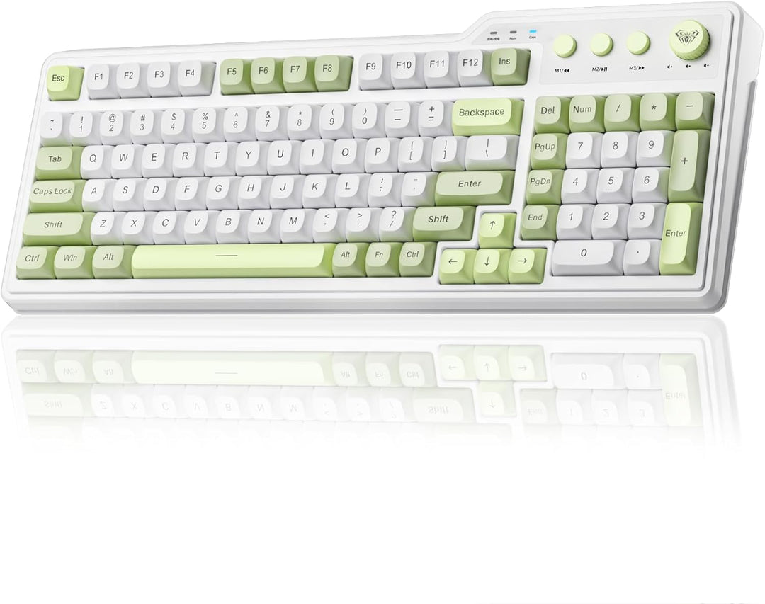 Aula F3099 - Teclado inalámbrico con perilla multimedia, triple mod...