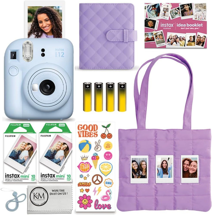 FUJIFILM INSTAX Mini 12 Holiday Bundle 2025 | Azul pastel con pelíc...