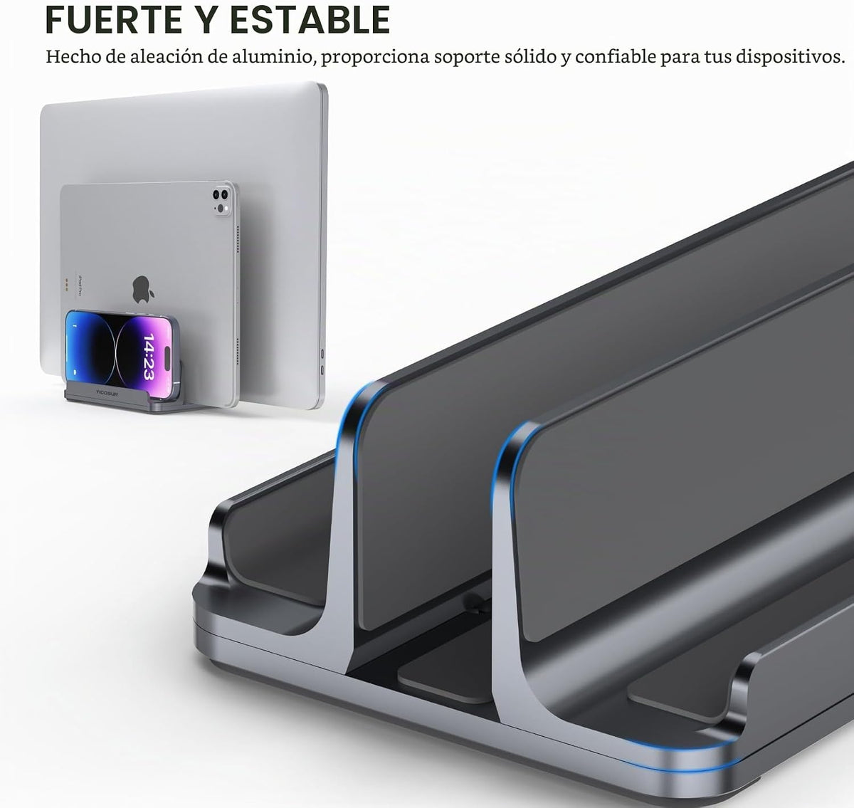 YICOSUN Soporte vertical de aluminio para portátil de 3 ranuras par...