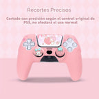 Kuitmor Juego de funda de silicona para controlador PS5, funda protectora suave antideslizante para controlador inalámbrico PS5 con 2 tapas de agarre para el pulgar y 1 adhesivo (melodía rosa)