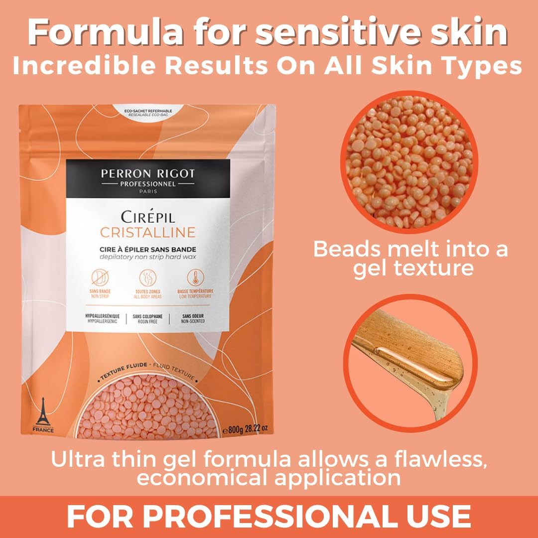 Cirepil CRISTALLINE - Bolsa de perlas de cera dura sin tachuelas, 2...