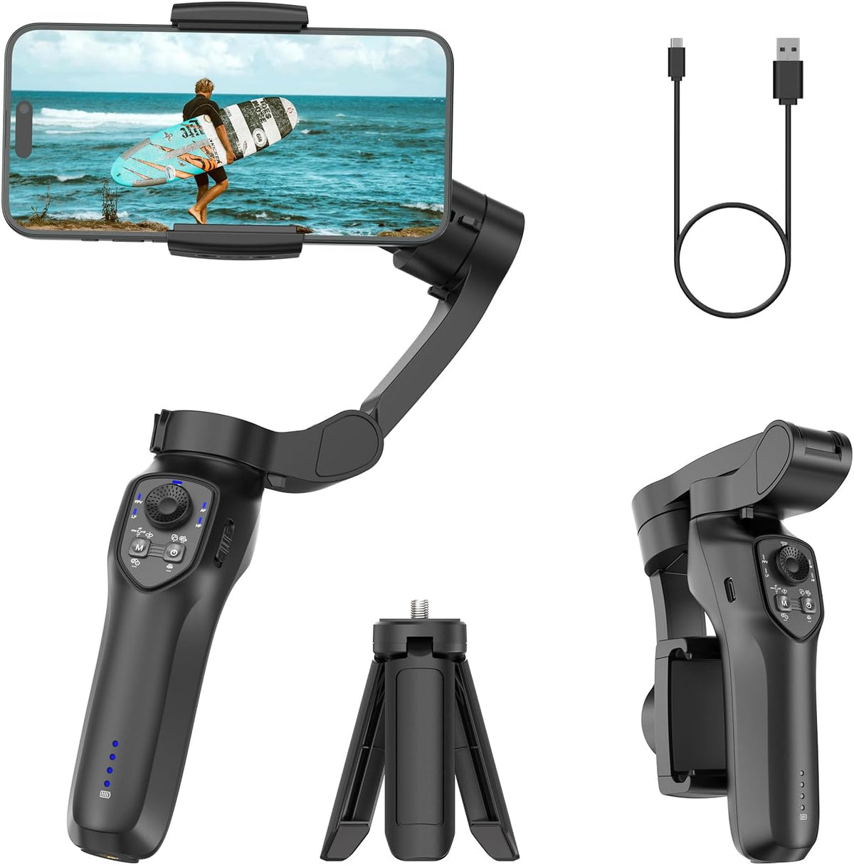 COMITOK L7C Pro, estabilizador de cardán para iPhone, estabilizador de teléfono para grabación de video con seguimiento de cara/objetos, cardán de 3 ejes para Android y iPhone 15 Pro Max, grabación de