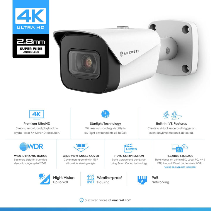 Amcrest Sistema de cámara de seguridad 4K con 4K (8MP) 8CH PoE NVR,...
