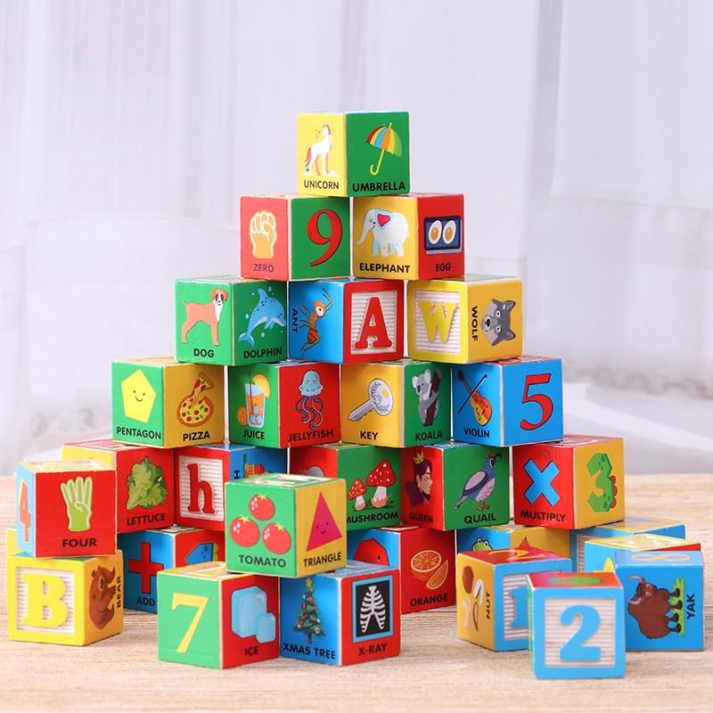 Atoylink Bloques de Construcción de Madera ABC para Niños