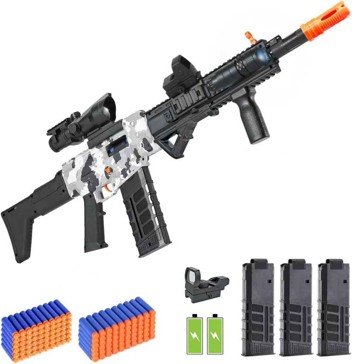Pistola de juguete realista para pistolas Nerf, dardos de espuma, con alcance de 120 balas suaves, 3 revistas, ametralladoras eléctricas semiautomáticas para niños de 8 a 12 años, regalos de cumpleaños para niños y adultos
