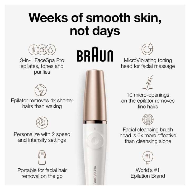 Braun Depiladora facial Facespa Pro 911, depilación facial para muj...