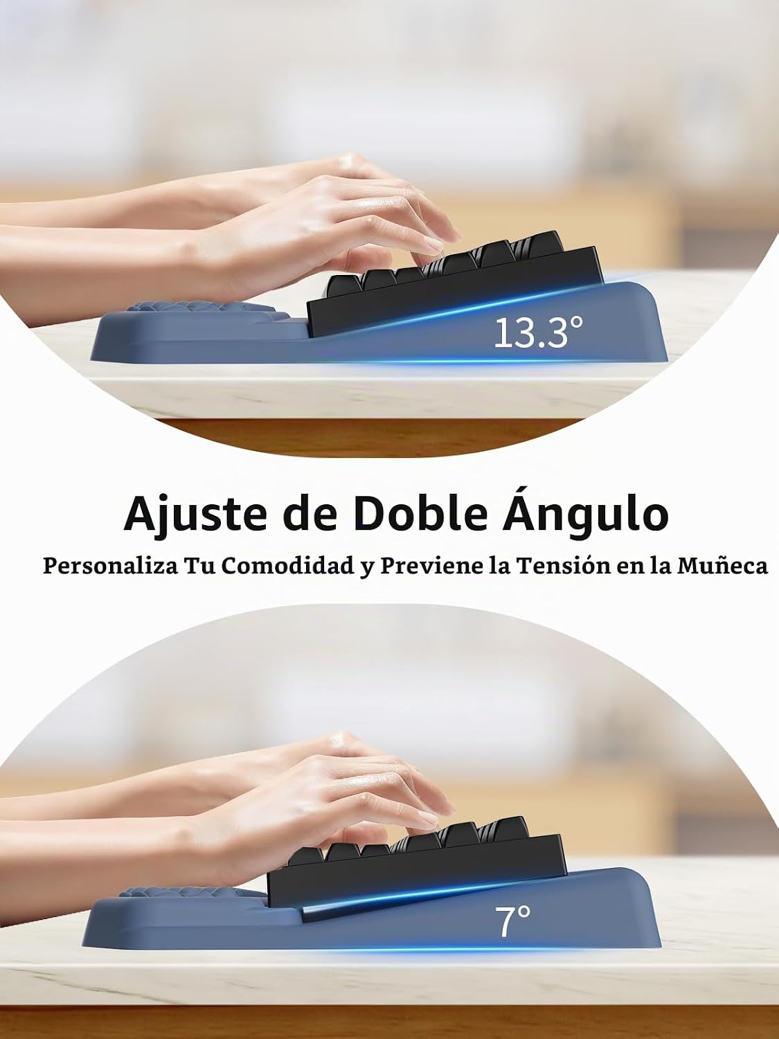 Soporte ergonómico 3 en 1 para teclado con reposamuñecas y juego de