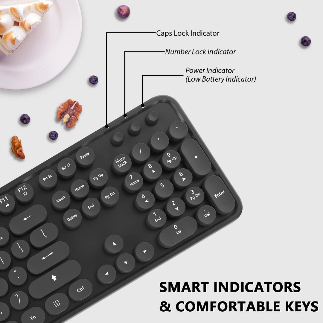 Combo de teclado y mouse inalámbricos, bonito teclado retro de tama...