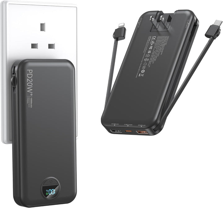 Ffnpua - Cargador portátil con enchufe de pared, banco de energía U...