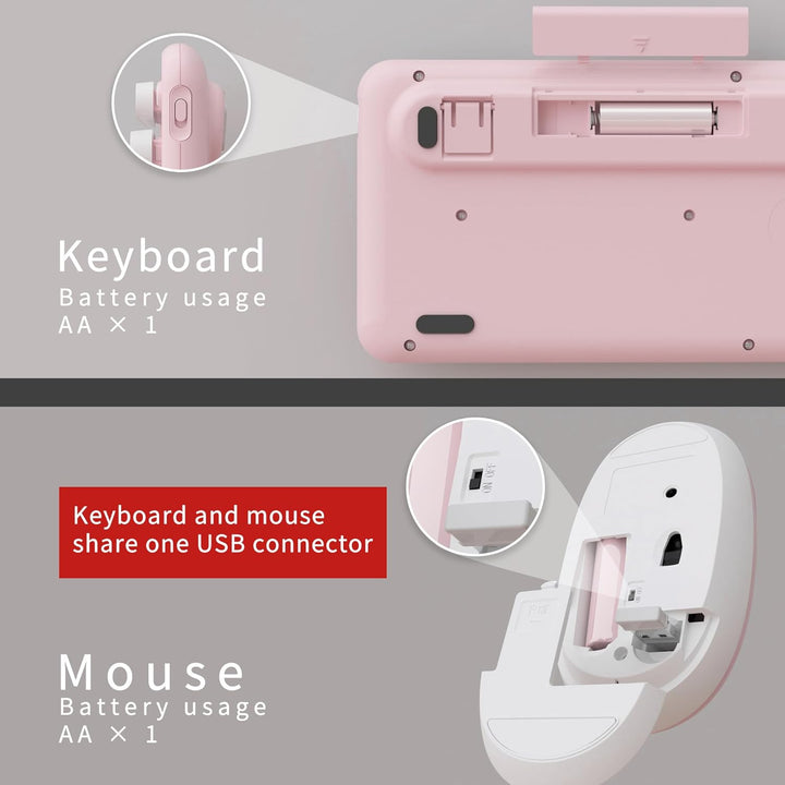 UBOTIE Teclado inalámbrico colorido para computadora y mouse óptico...