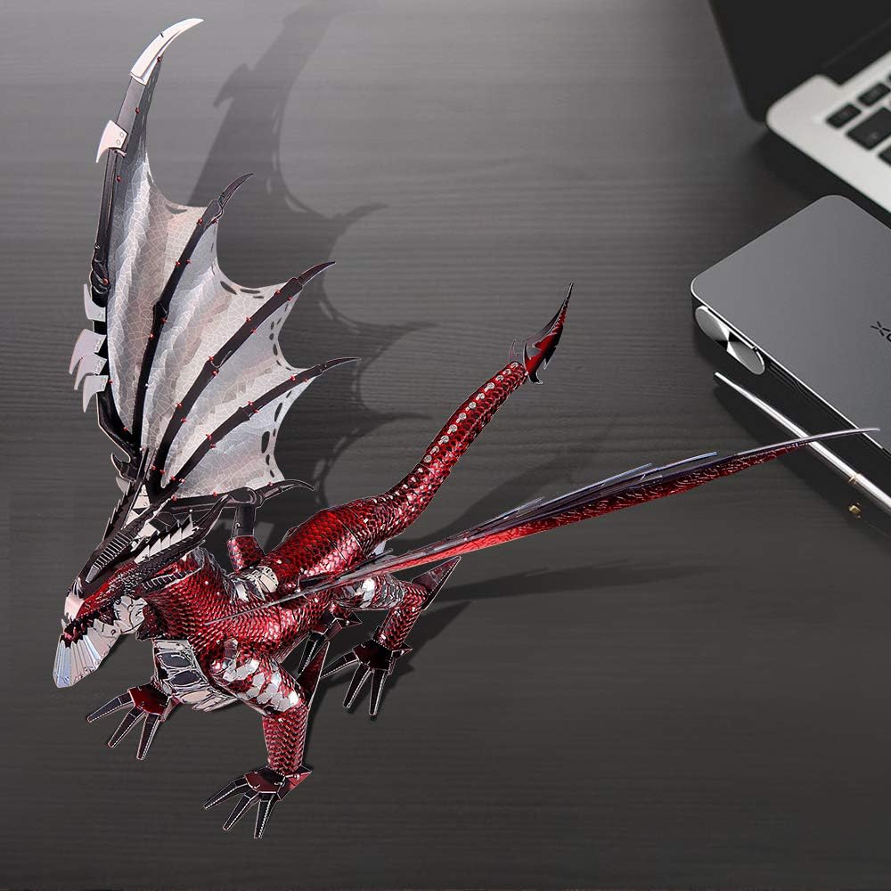 Piececool 3D Metal Model Kits - Dragon King negro, rompecabezas 3D DIY para adultos, rompecabezas de ingenio para adolescentes, gran regalo de cumpleaños y Año Nuevo, 107 piezas