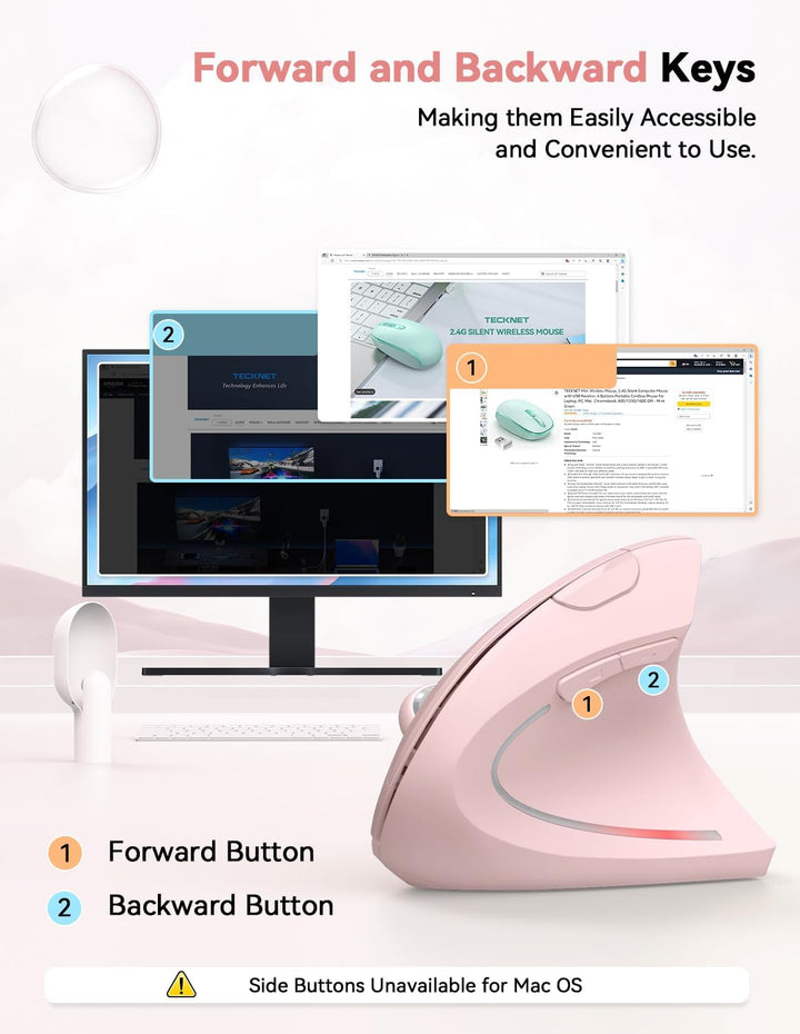 TECKNET ratón inalámbrico vertical ergonómico 2.4G - ratones óptico...