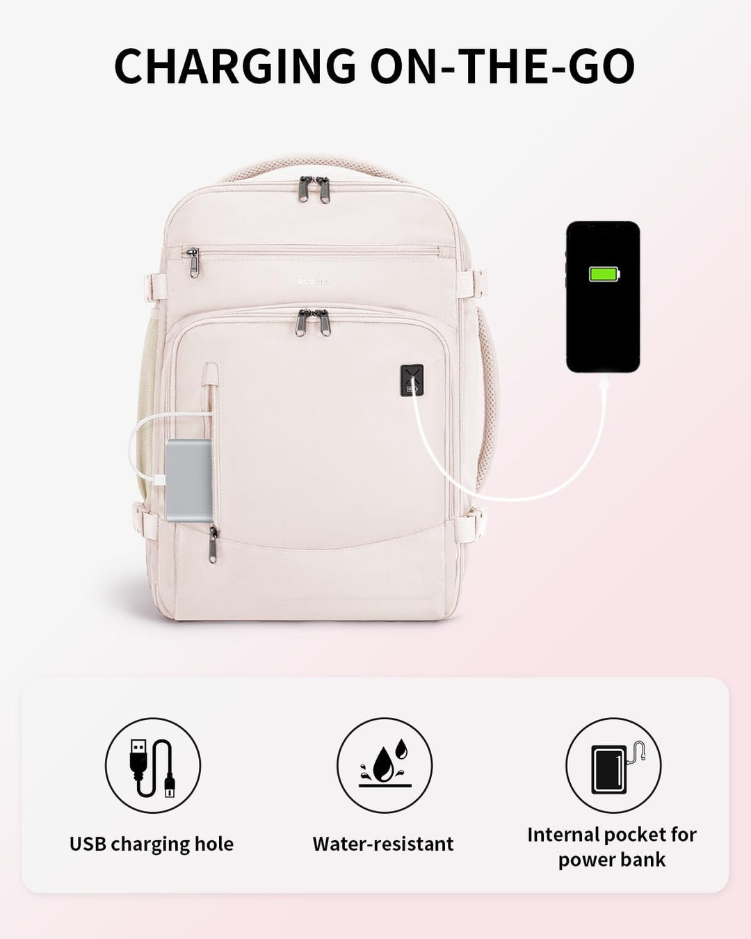ECOHUB Spirit Airlines - Mochila de viaje para mujer, 18 x 14 x 8 p...