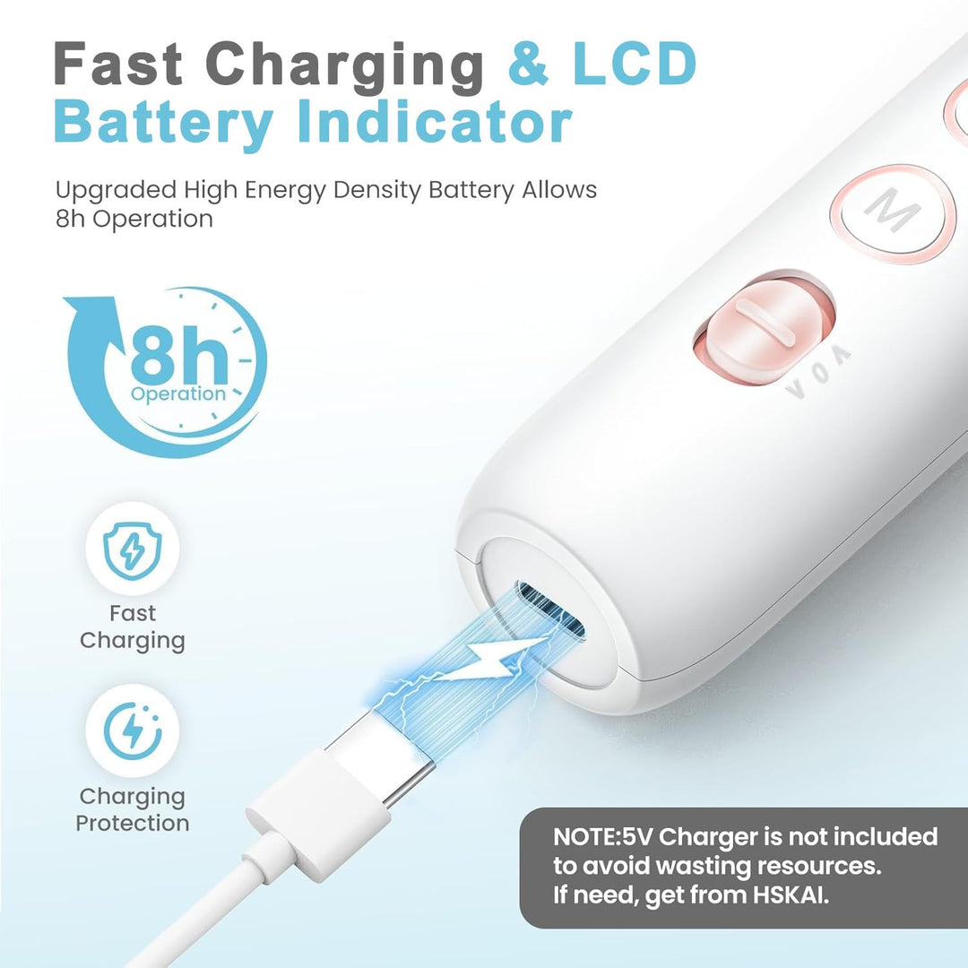 HSKAI Taladro eléctrico de uñas, amoladora de uñas inalámbrica para...