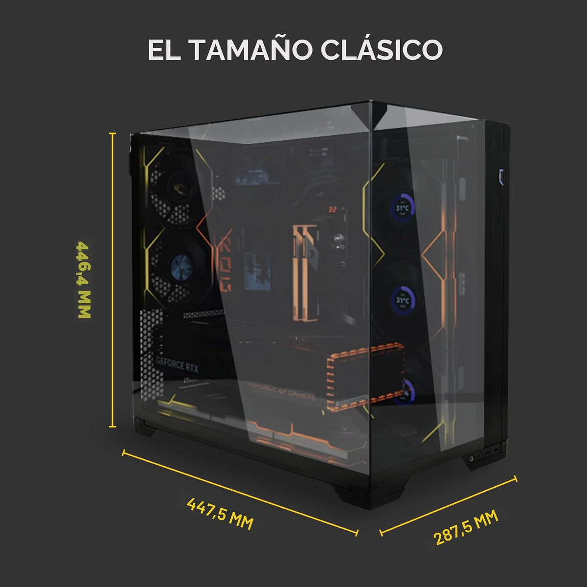 Lian Li O11 Vision Compact - Caja para computadora de torre media A...