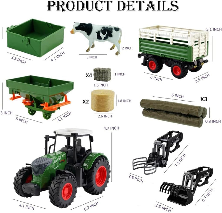 Farm Toys - Tractor con remolque juego de tractor de 165