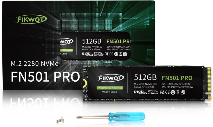 Fikwot FN501 Pro 512GB NVMe SSD - M.2 2280 PCIe Gen3 x4 Unidad inte...