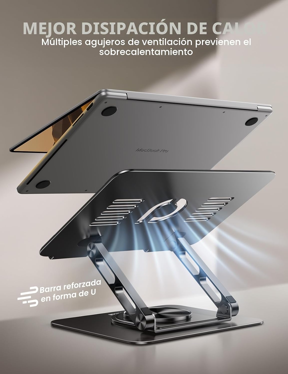 Lamicall - Soporte ajustable para laptop para escritorio - Base gir...