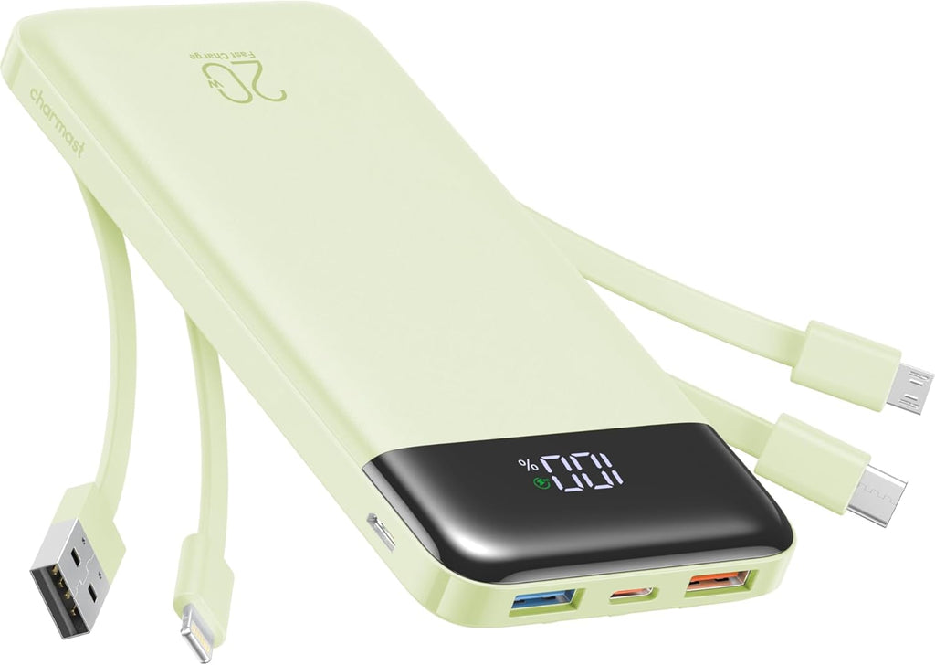 Charmast Cargador portátil de 20000mAh con cables incorporados, ban...