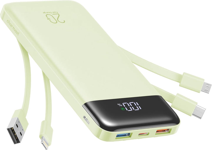 Charmast Cargador portátil de 20000mAh con cables incorporados, ban...