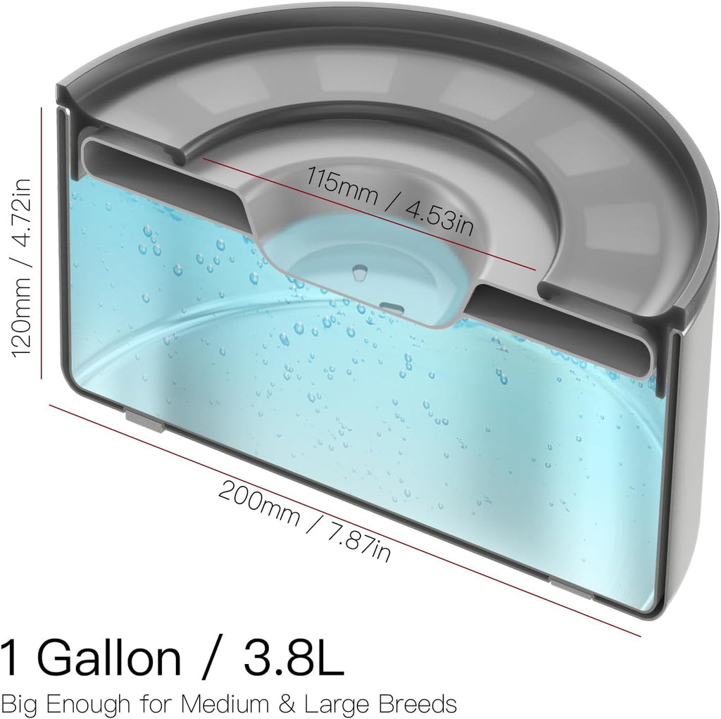 Feedoo Tazón de Agua de 1 Galón sin Derrame para Perros, de Acero Inoxidable de Doble Pared con Tapa Antisalpicaduras y Disco Flotante, Base Antideslizante, Comedero de Agua Lento Fácil de Limpiar