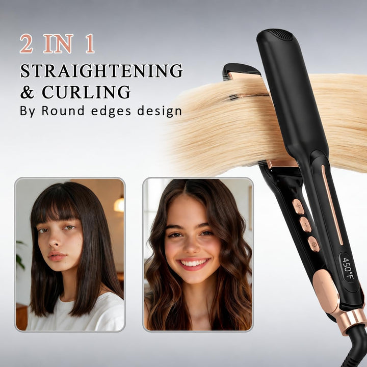 Plancha de pelo de hierro plano de titanio de 1.75" para mujere...